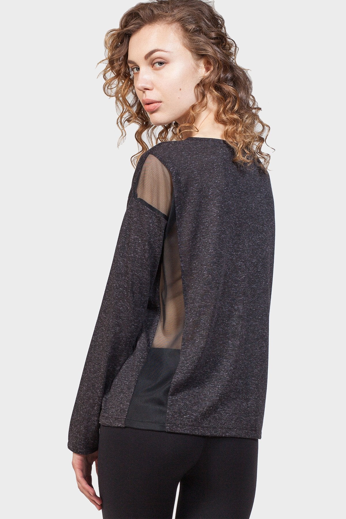 MESH PANEL LONG SLEEVE TEE TOP