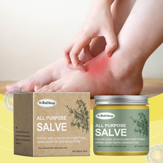 All Purpose Salve packaging with a child applying salve to their foot.