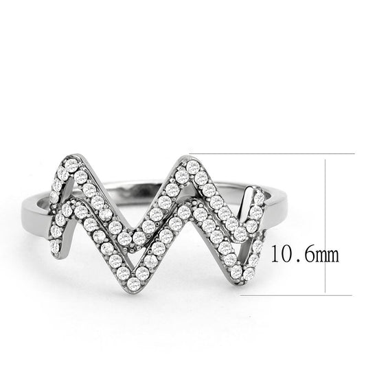 DA339 - No Plating Stainless Steel Ring with AAA Grade CZ in Clear