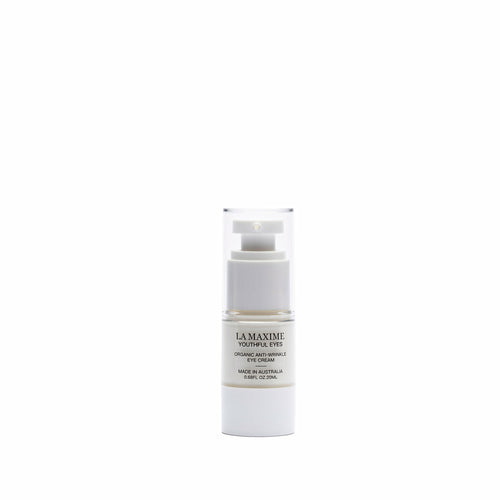 Skincare serum bottle labeled 'La Maxime' on a white background