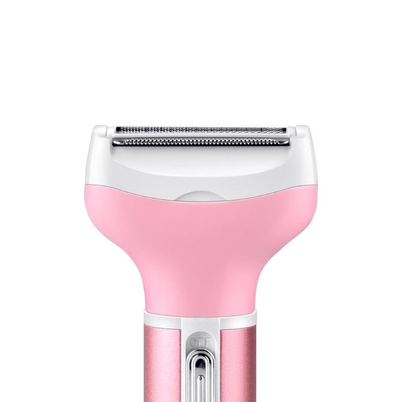Pink electric razor on a white background