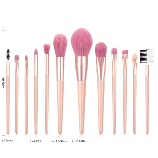 12pcs Nude Pink Makeup Brushes Kit Beauty Make Up Tool Loose Powder
