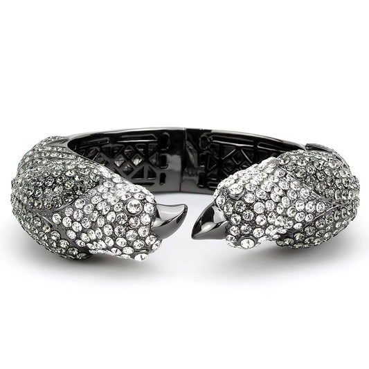 LO4333 - Ruthenium Brass Bangle with High Grade Crystal in Multi Color