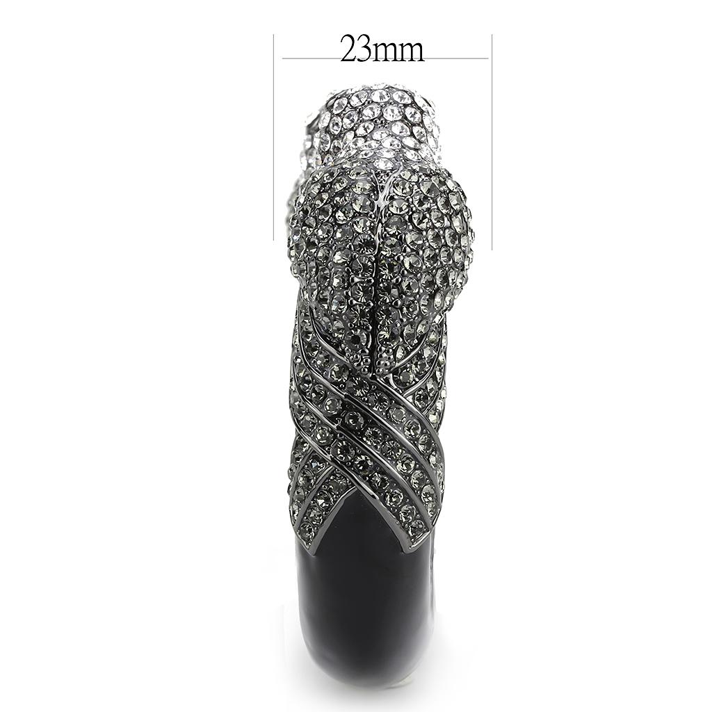 LO4333 - Ruthenium Brass Bangle with Top Grade Crystal in Multi Color