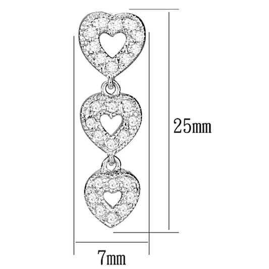 LOS722 - Rhodium 925 Sterling Silver Earrings with AAA Grade CZ in
