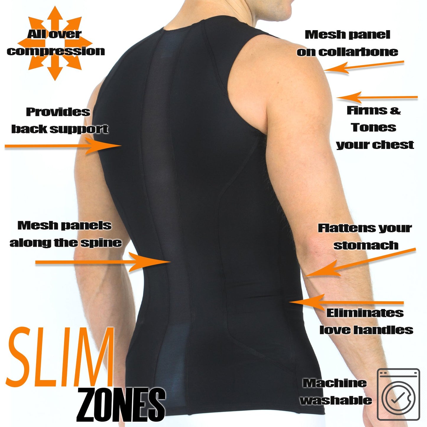 Insta Slim Compression Side & Back Mesh Panel Sleeveless Crew Neck