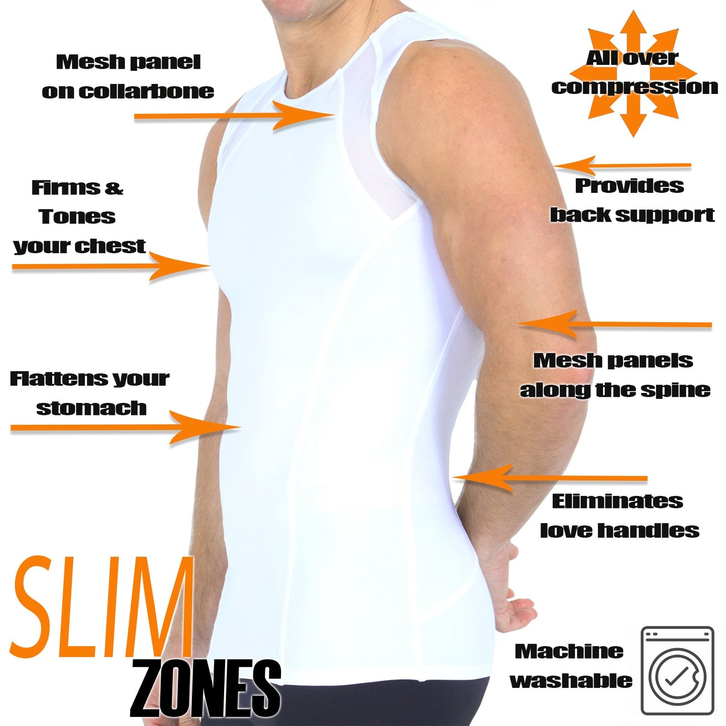 Insta Slim Compression Side & Back Mesh Panel Sleeveless Crew Neck