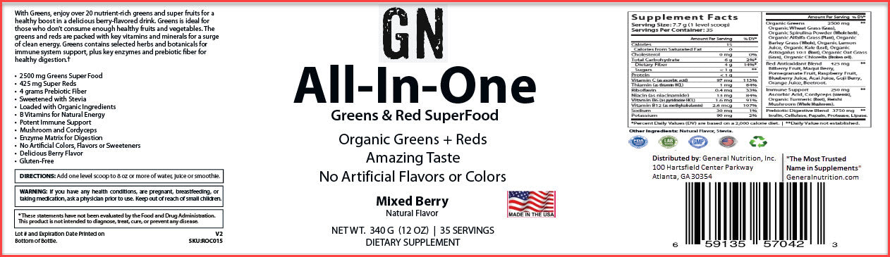 All-In/One Greens & Red SuperFood + Immune 270g Mixed Berry w/Natural Flavor