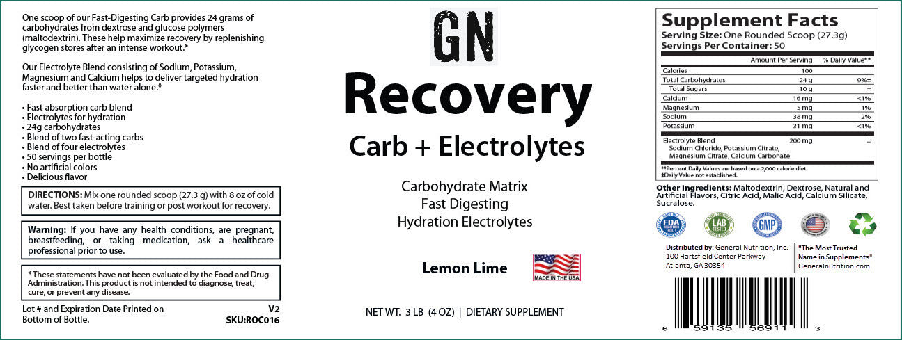 Recovery Carb + Electrolytes: Lemon Lime 1365g