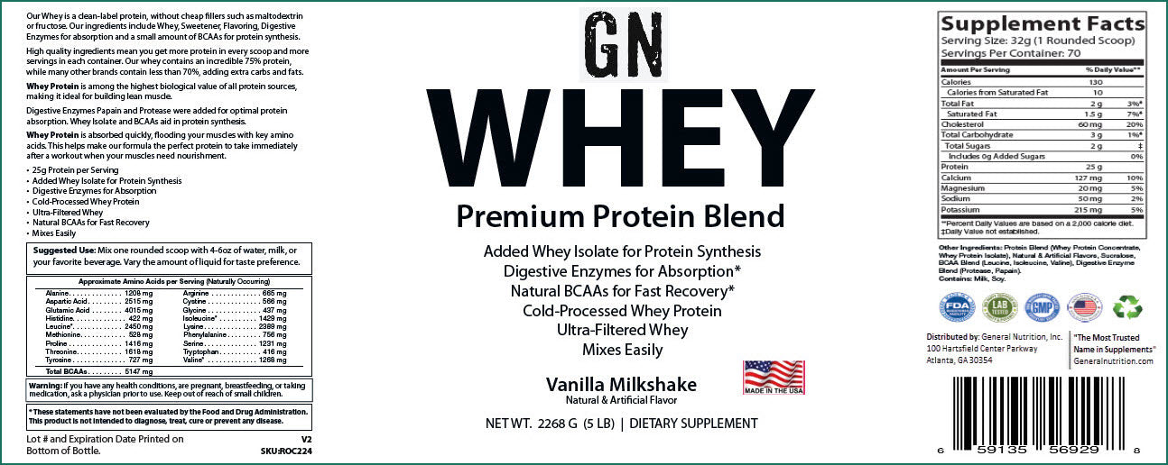 5lb Whey Protein Vanilla – 70 servings