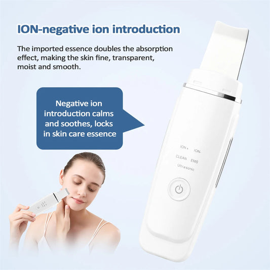 Ultrasonic Skin Scrubber EMS Vibration Ion Acne Pore Blackhead Remover
