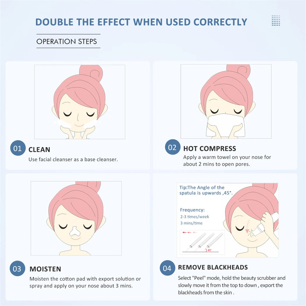 Ultrasonic Skin Scrubber EMS Vibration Ion Acne Pore Blackhead Remover