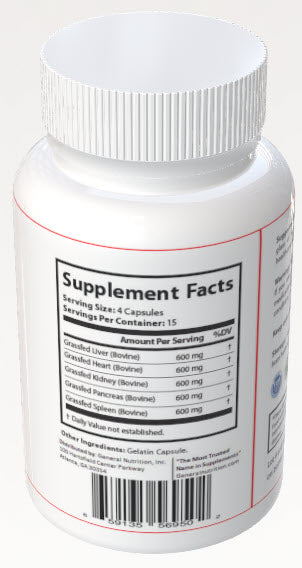 Grass Fed Beef Organ Complex – Ancestral Superfood – Desiccated Liver, Heart, Kidney, Pancreas, Spleen