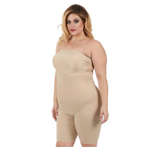 InstantFigure Plus Size Strapless Bandeau Bodyshorts open gusset
