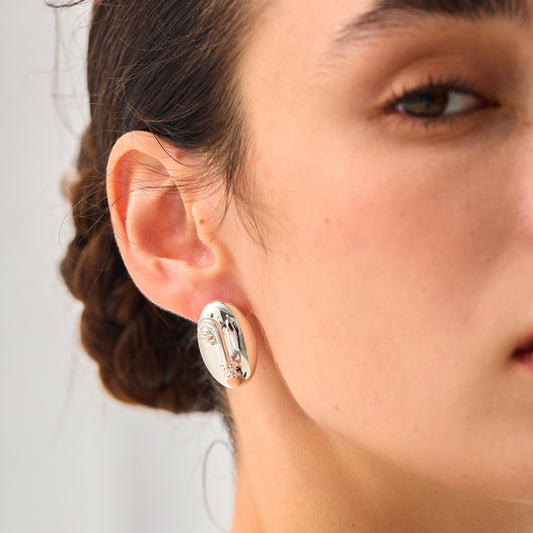 Women Fashion Jewelry Artistic 999 Pure Silver Huge Facial Oval Simple Portrait Electroforming Hollow Statement Earrings