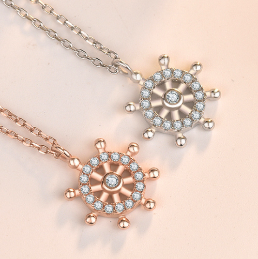 Fashion CZ Rudder 925 Sterling Silver Necklace