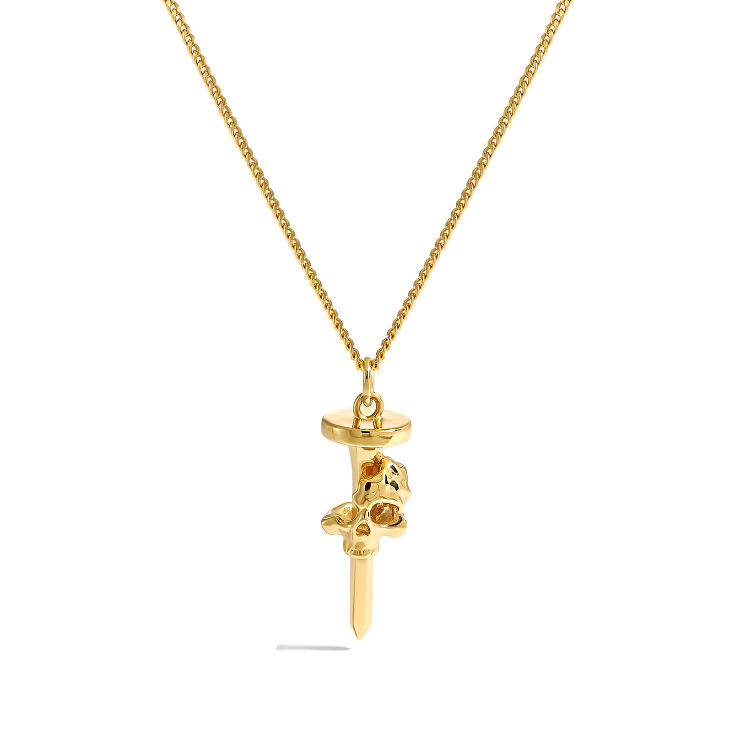 Modern Skull Head Nail 925 Sterling Silver Necklace