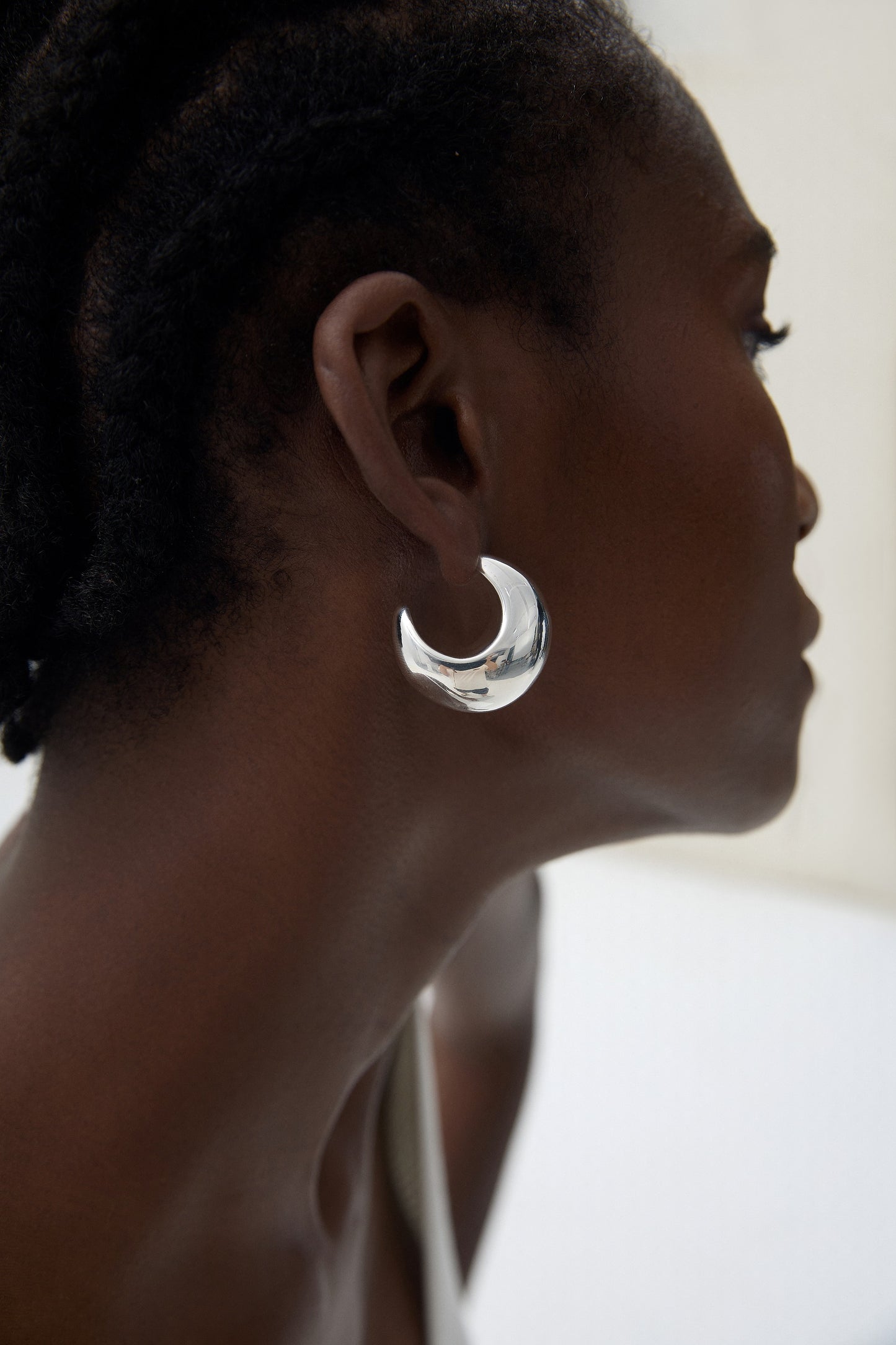 Fine Jewelry Women Crescent Moon Classic Minimalist Chunky S999 Steling Silver Electroforming Gold Plated Statement Earrings