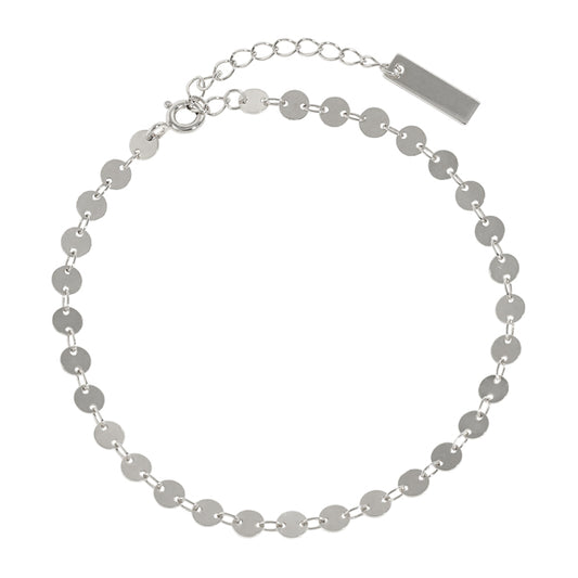 Fashion Geometry Round Diskette 925 Sterling Silver Anklet/Bracelet