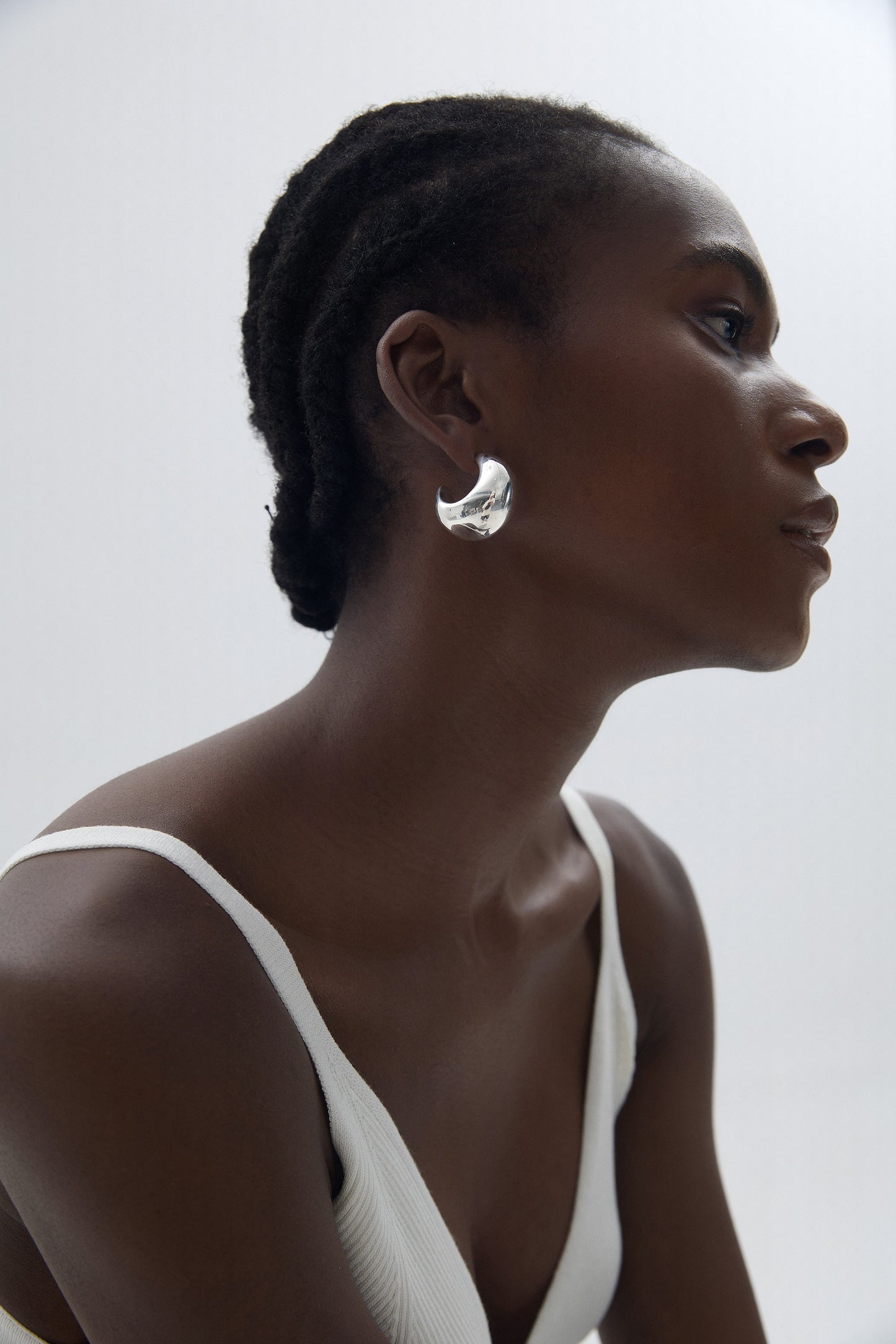 Fine Jewelry Women Crescent Moon Classic Minimalist Chunky S999 Steling Silver Electroforming Gold Plated Statement Earrings