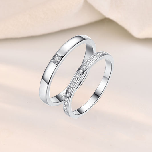 Minimalist CZ Lines 925 Sterling Silver Adjustable Promise Ring