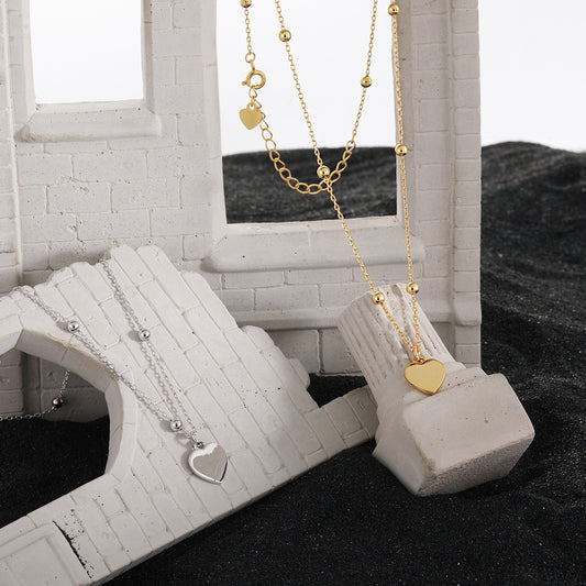 Girl Gift Simple Smoot Heart 925 Sterling Silver Necklace