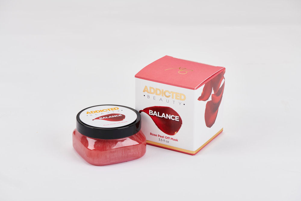 Addicted skincare product with jar and box on a white background