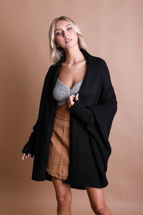 Cuddly Bat Sleeve Knit Cardigan Top