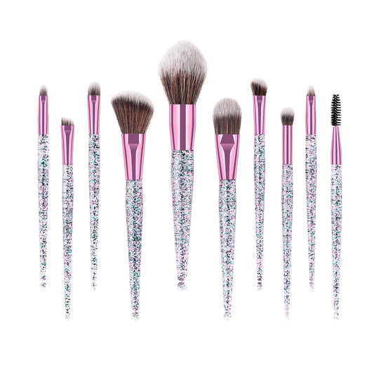 10pcs Glitter Sequin Makeup Brushes Set Eye Shadow Concealer Eyelash