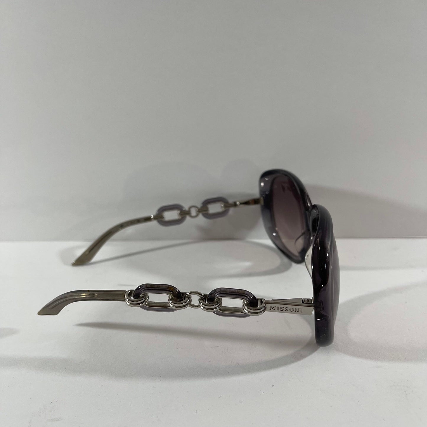 Vtg Missoni Grayish Black Sunglasses with Round Phrase and Horse Bit Detail