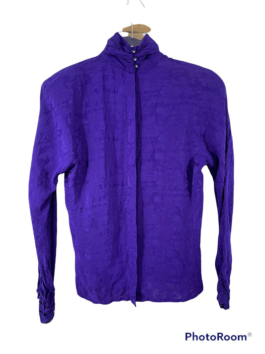 Vintage Lillie Rubin Purple Silk Long Sleeved Size 4