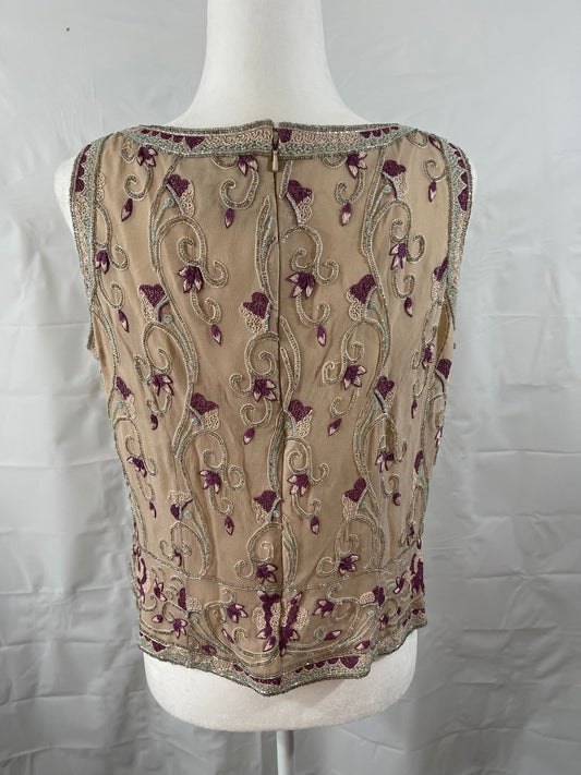 Vintage Adriana Papell Occasions Sleeveless Silk Beaded & Embroidered Size M