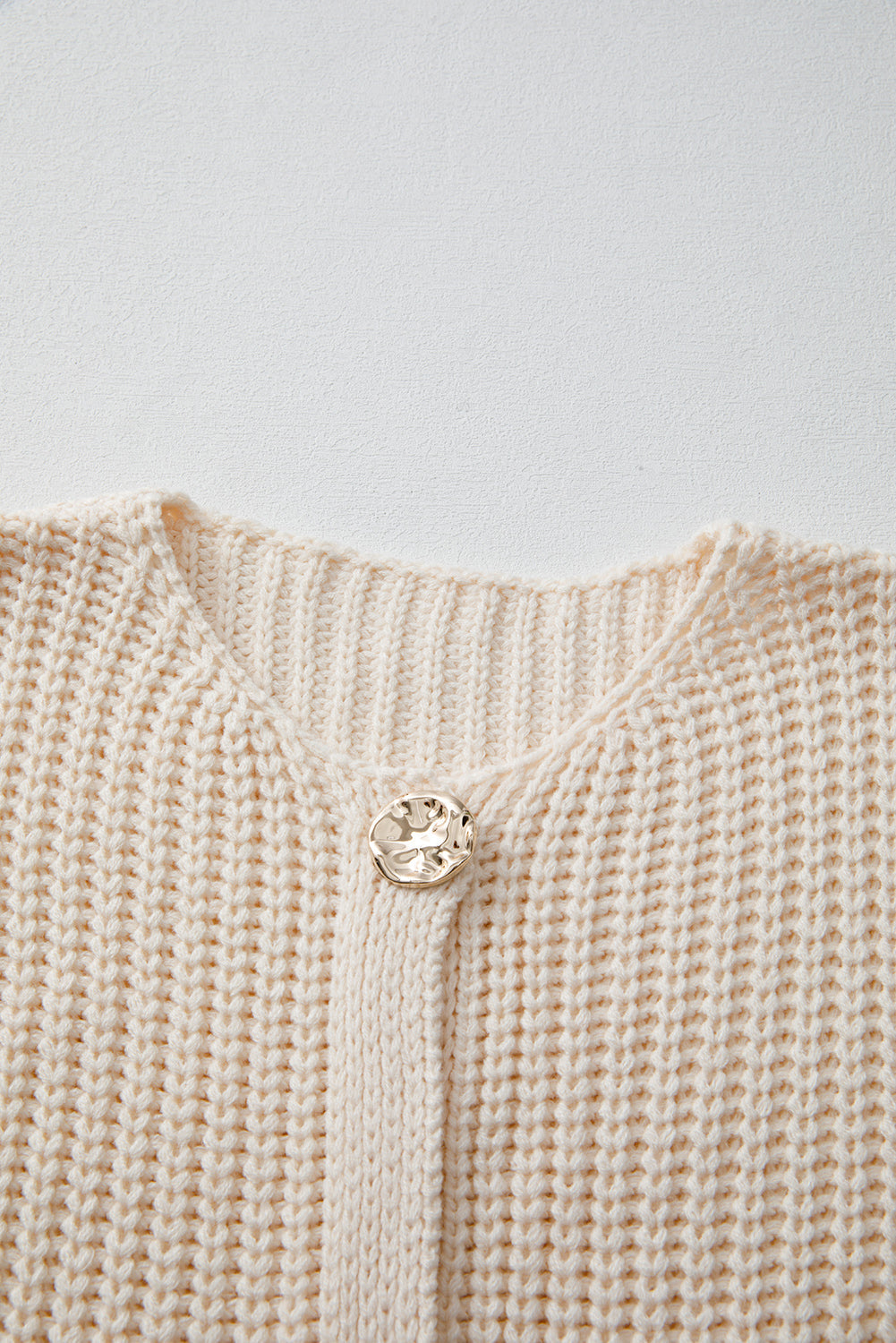 White Solid Textured Knit Side Pockets Buttoned Sweater Vest top