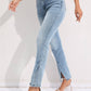 Commuter Split Straight Pants Fashionable Stretch Washed Jeans Women Bottom
