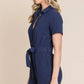 Lime 'N' Chili Collared Button Down Romper with Tie Belt