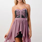 Strapless Lace-Up High-Low Dress