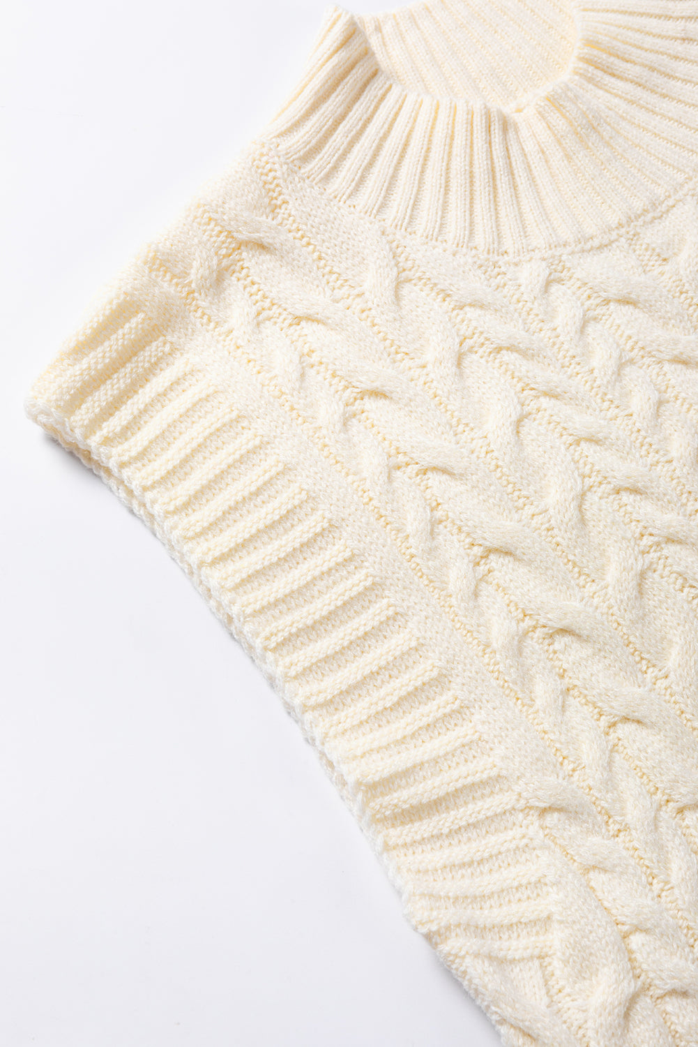 Oatmeal Cable Knit High Neck Sweater Vest Top