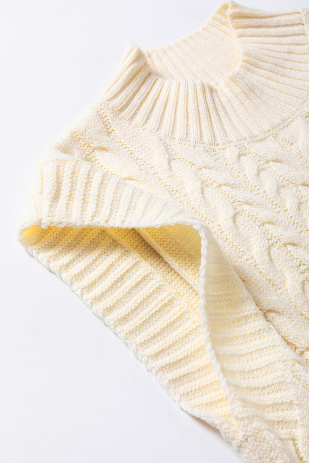Oatmeal Cable Knit High Neck Sweater Vest Top
