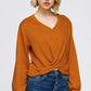 Women's V-Neck Wrap Front Sweatshirt Top
