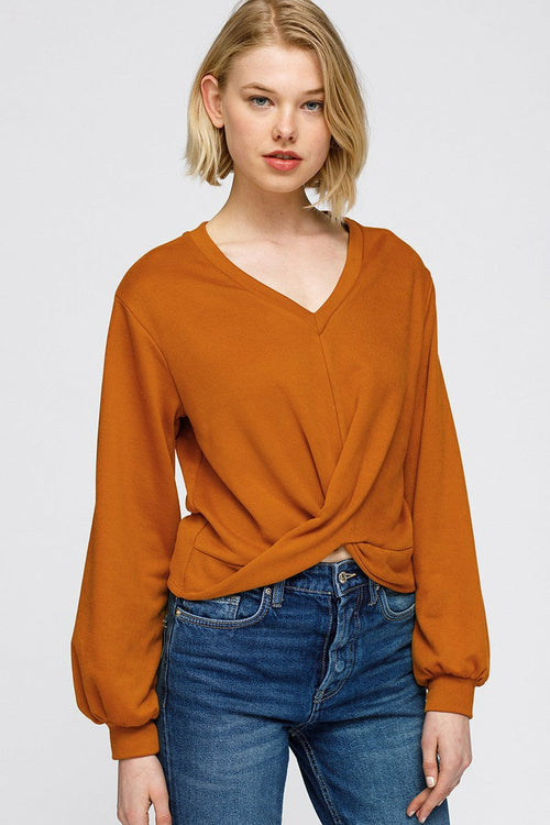 Women's V-Neck Wrap Front Sweatshirt Top