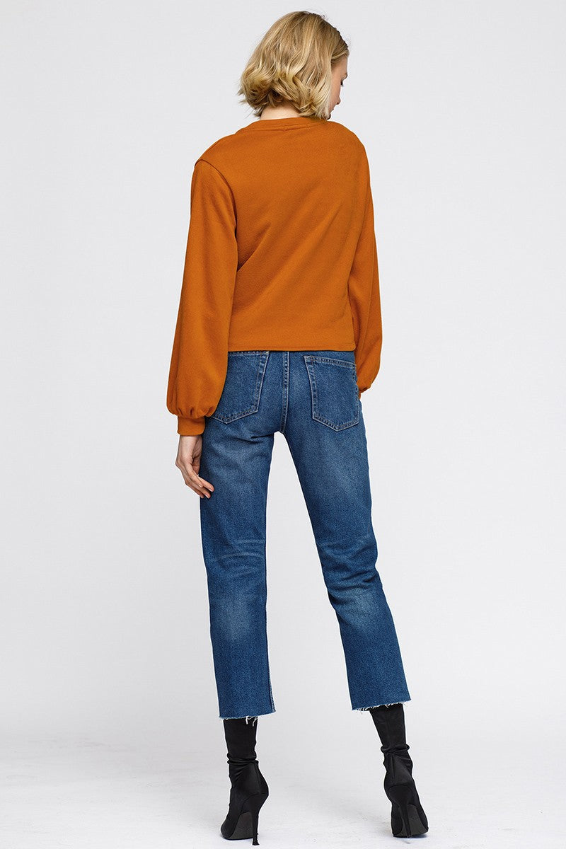 Women's V-Neck Wrap Front Sweatshirt Top