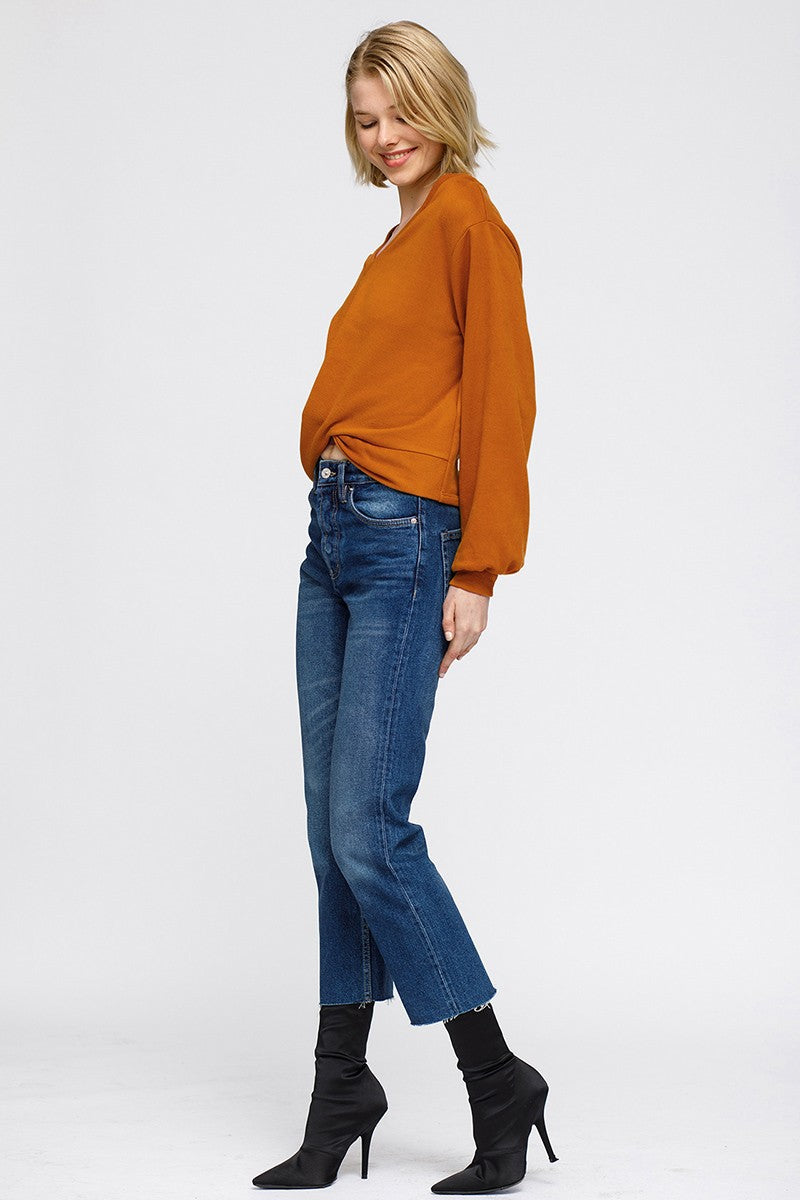 Women's V-Neck Wrap Front Sweatshirt Top