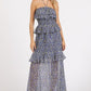 Mittoshop Ruffled Smocked Floral Halter Neck Maxi Dress