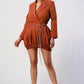 Terracotta Trench Romper with Gold Chain Belt
