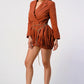 Terracotta Trench Romper with Gold Chain Belt