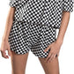 KIDS CHECKERED OFF THE SHOULDER ROMPER