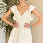 ADORA Tie Back V-Neck Ruffle Sleeve Dress