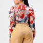Kimono chiffon multi print long sleeve romper