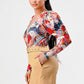 Kimono chiffon multi print long sleeve romper