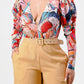 Kimono chiffon multi print long sleeve romper